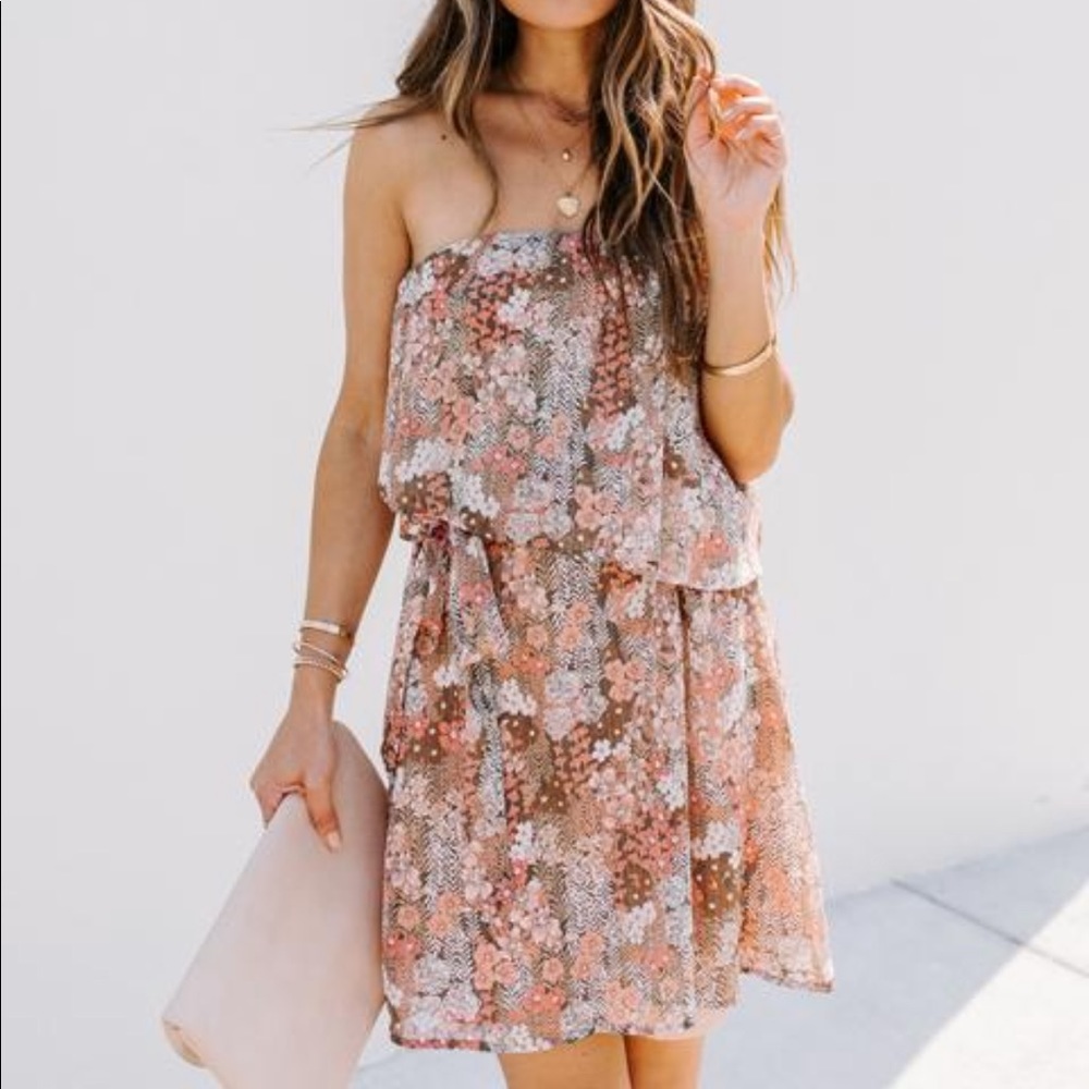 Vici Collection Floral Fantasy Strapless Dress